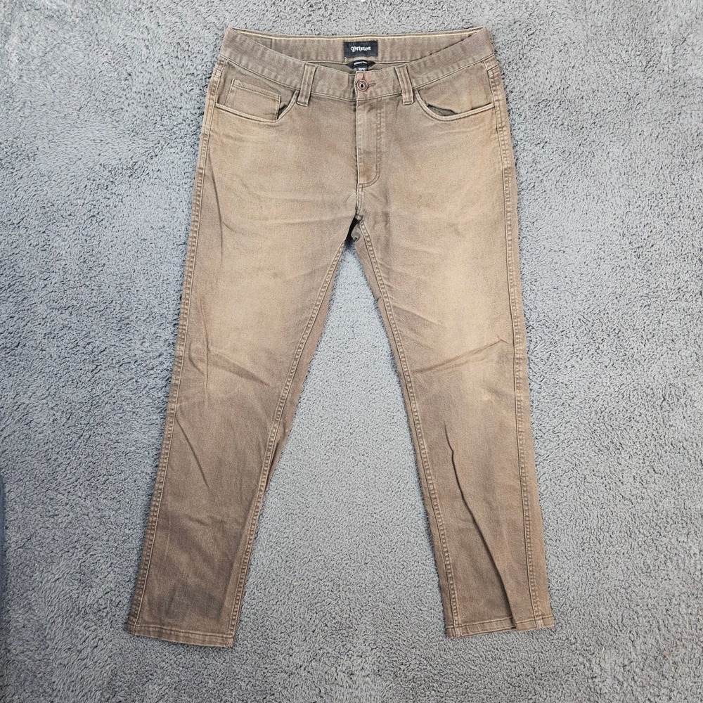 Brixton Reserve Pant Men's‎ 33x32 Brown Cotton Elastane Straight Fit Casual